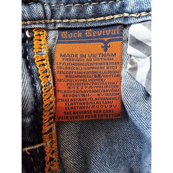 Rock Revival Sapphire Boot Cut Jeans Mid Rise Bling Size 28 - Picture 9 of 12